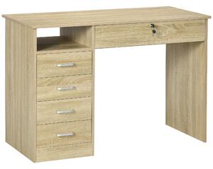 HOMCOM Scrivania per Camera o Ufficio in Legno con 2 Cassetti e 2 Chiavi, 110x50x76cm, Bianco | Aosom Italy