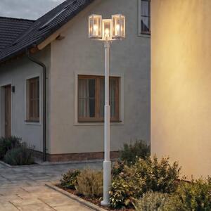 Lampada da esterno Lucande Siveta, altezza 240 cm, a 3 luci, grigio chiaro Siveta Lucande, dimmerabile, Alluminio / Grigio / Zincato, Alluminio