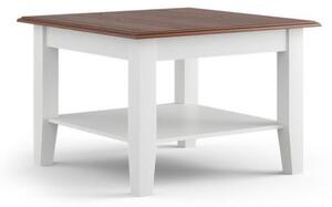 Tavolino quadrato shabby chic pino massello bicolore bianco noce
