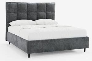 AURO letto imbottito con vano contenitore e testiera capitonné alta in