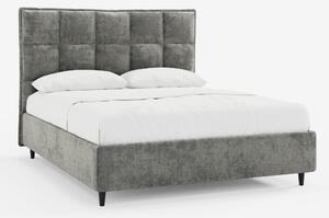 AURO letto imbottito con vano contenitore e testiera capitonné alta in