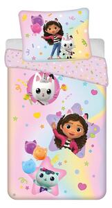 Set copripiumino e federa da bambini rosa in cotone per letto singolo 140x200 cm Gabby's Dollhouse "Rainbow" – Jerry Fabrics