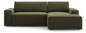 Divano angolare verde allungabile/con contenitore (con penisola a destra/con chaise lounge) con rivestimento in velluto Jodie – Micadoni