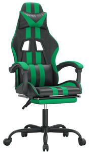 VidaXL Sedia da gioco con poggiapiedi girevole in ecopelle nera e verde