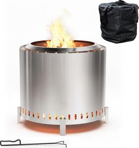 Relaxdays Braciere senza fumo, acciaio inossidabile, A x P 45 x 49 cm, base e contenitore per la cenere, braciere senza fumo, argento