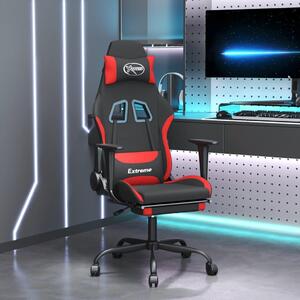 Sedia da gaming vidaXL con funzione massaggio e poggiapiedi, tessuto nero e rosso
