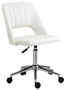 Sedia da ufficio Vinsetto, girevole, forma a conchiglia, rivestimento in poliestere simile al velluto, color crema
