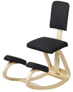 HOMCOM Sedia da ufficio ergonomica Inginocchiatoio Dondolante in Tessuto Effetto Lino e Legno di Betulla, 51x84x93 cm, Nero | Aosom Italy