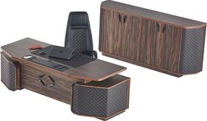 Set da studio Scrivania Sedia da ufficio Credenza Nero Marrone Sedia direzionale