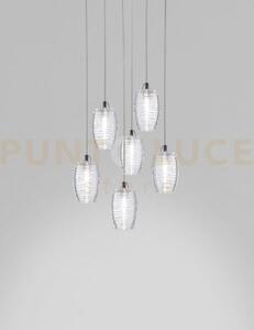 Damasco sospensione r6p cristallo cristallo nickel satinato 6 luci 