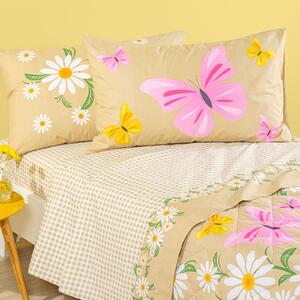 Completo Lenzuola SINGOLO Margherite NATURALE Cotone Caleffi