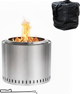 Relaxdays Braciere senza fumo, acciaio inossidabile, A x P 40,5 x 49 cm, base e contenitore per la cenere, braciere senza fumo, argento