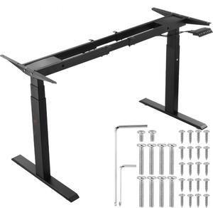 **Telaio per scrivania - Doppio motore regolabile in altezza 65-129 cm - Lunghezza regolabile 110-178 cm - Telaio elettrico per scrivania - Base ergonomica - 3 posizioni - Solo in nero**