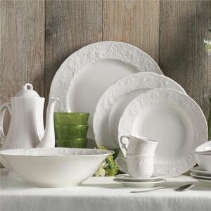 Servizio piatti 19 pezzi 6 posti tavola in porcellana con decoro Sottosmalto pi� insalatiera 25 cm Collezione Toscana lavabile in lavastoviglie colore Bianco