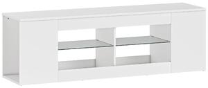 HOMCOM Mobile TV, 6 scomparti, 2 ripiani in vetro, pannello di truciolato, 140 cm, Bianco | Aosom Italy