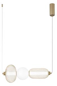 Luce Ambiente Design Lampada LED a sospensione INKAS, altezza 53 cm, vetro/metallo color oro CCT Inkas, Ottone / Oro, Soggiorno / Sala da pranzo, Vetro
