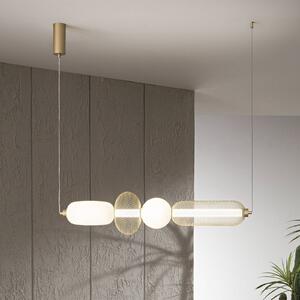 Luce Ambiente Design Lampada LED a sospensione INKAS, altezza 90 cm, colore oro, vetro/metallo, CCT Inkas, Ottone / Oro, Soggiorno / Sala da pranzo, Vetro