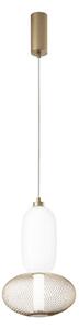 Luce Ambiente Design Lampada LED a sospensione INKAS, altezza 41 cm, vetro/metallo color oro CCT Inkas, Ottone / Oro, Soggiorno / Sala da pranzo, Vetro