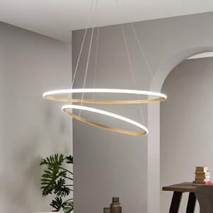 Luce Ambiente Design Lampada LED a sospensione Axis, Ø 80/60 cm, color oro, metallo, CCT Axis, Ottone / Oro, Soggiorno / Sala da pranzo, Metallo, Moderno