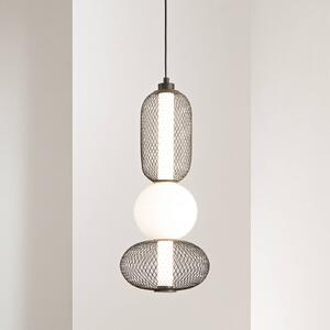 Luce Ambiente Design Lampada LED a sospensione INKAS, altezza 53 cm, nero, vetro/metallo, CCT Inkas, Nero, Soggiorno / Sala da pranzo, Vetro
