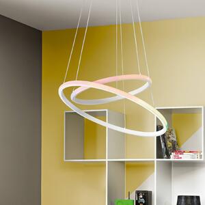 Luce Ambiente Design Lampada LED a sospensione Axis, Ø 60/40 cm, bianca, metallo, CCT, RGB Axis, Bianco / Opale, Soggiorno / Sala da pranzo, Metallo, Moderno