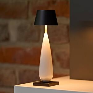 Sigor Lampada da tavolo LED ricaricabile Thala, bianca/nera, IP65, 24 cm dimmerabile, Bianco / Opale, Soggiorno / Sala da pranzo, Alluminio, Moderno