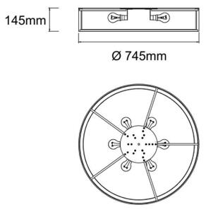 Open Design OR86577-Plafoniera ZALINDRO 6xE27/15W/230V diam. 74,5 cm nero/cromo