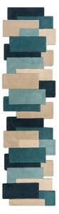 Passatoia blu/beige in lana 60x230 cm Abstract Collage – Flair Rugs