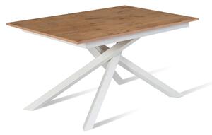 E-STYLO Tavolo allungabile Top in melaminico rovere Base in metallo bianco Allunghe interne in melaminico rovere ,90cm X 140/ 190cm H. 76cm,Top: rovere gambe: bianco
