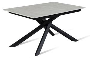 E-STYLO Tavolo allungabile Top in melaminico cemento bianco Base in metallo nero Allunghe interne in melaminico cemento bianco,90cm X 140/ 190cm H. 76cm,Top: cemento bianco gambe: nero