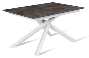 E-STYLO Tavolo allungabile Top in melaminico cemento grigio Base in metallo bianco Allunghe interne in melaminico cemento grigio,90cm X 140/ 190cm H. 76cm,Top: cemento grigio gambe: bianco