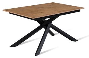 E-STYLO Tavolo allungabile Top in melaminico rovere Base in metallo nero Allunghe interne in melaminico rovere ,90cm X 140/ 190cm H. 76cm,Top: cemento grigio gambe: nero