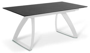 E-STYLO Tavolo Allungabile Top in HPL su MDF Gambe in alluminio pressofuso Allunghe interne in HPL su MDF,90cm X 170/270cm H. 76cm,Top: nero gambe: bianco