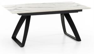 E-STYLO Tavolo Allungabile Top in HPL su MDF Gambe in metallo verniciato Allunghe interne in HPL su MDF,90cm X 170/270cm H. 76cm,Top: marmo calacatta allunghe: marmo calacatta gambe: nero