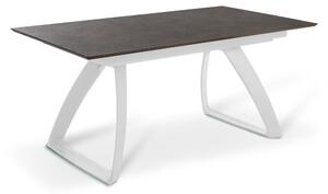 E-STYLO Tavolo Allungabile Top in HPL su MDF Gambe in alluminio pressofuso Allunghe interne in HPL su MDF,90cm X 170/270cm H. 76cm,Top: ruggine gambe: bianco