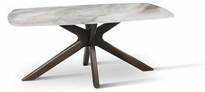 E-STYLO Tavolo fisso Top in ceramica marmo alabastro Base in massello di noce ,90cm X 180cm H. 76cm,Top: ceramica marmo alabastro gambe: massello di noce