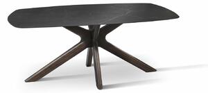 E-STYLO Tavolo fisso Top in ceramica marmo nero Base in massello di noce ,90cm X 180cm H. 76cm,Top: ceramica marmo nero gambe: massello di noce