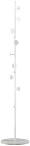 HOMCOM Albero Appendiabiti in Acciaio con 8 Ganci e Base Rotonda in Marmo, 35x35x170 cm, Bianco