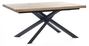 E-STYLO Tavolo Fisso Top in truciolare di pioppo impiallacciato e bordo massellato Gambe in metallo verniciato,90cm X 160cm H. 76cm,Top: rovere naturale gambe: nero