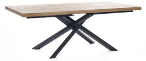 E-STYLO Tavolo Allungabile Top in truciolare di pioppo impiallacciato e bordo massellato Gambe in metallo verniciato Allunghe esterne impiallacciate,100cm X 200/300cm H. 76cm,Top: rovere naturaleallunghe: rovere naturalegambe: nero