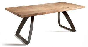 E-STYLO Tavolo Allungabile Top in truciolare di pioppo impiallacciato e bordo massellato Gambe in metallo verniciato Allunghe esterne impiallacciate,100cm X 200/300cm H. 76cm,Top: rovere naturale allunghe: rovere naturale gambe: nero