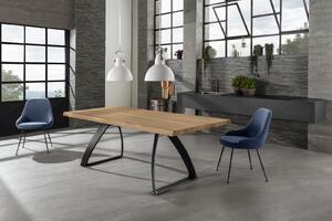 E-STYLO Tavolo Fisso Top in truciolare di pioppo impiallacciato e bordo massellato Gambe in metallo verniciato,100cm X 200cm H. 76cm,Top: rovere gambe: nero