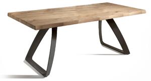 E-STYLO Tavolo Allungabile Top in truciolare di pioppo impiallacciato e bordo massellato Gambe in metallo verniciato Allunghe esterne impiallacciate,90cm X 160/240cm H. 76cm,Top: rovere naturale allunghe: rovere naturale gambe: nero