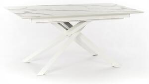 E-STYLO Tavolo Allungabile Top in HPL su MDF Gambe in metallo verniciato Allunghe interne in HPL su MDF,90cm X 170/270cm H. 76cm,Top: marmo calacatta allunghe: marmo calacatta gambe: bianco