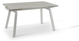 E-STYLO Tavolo allungabile Top in Pietra effetto marmo Gambe in metallo verniciato,80cm X 140/200cm H. 76cm,Top: bianco gambe: bianco