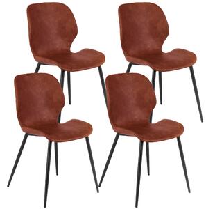 E-STYLO Sedia da pranzo Seduta e schienale rivestiti in soft,touch cuoio Gambe in metallo ,55cm X 45cm H. 83cm,Rivestimento: cuoio gambe: nero
