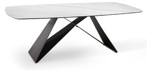 E-STYLO Tavolo Fisso Top in ceramica (5 mm) su vetro temperato (8 mm) Gambe in metallo verniciato,110cm X 220cm H. 76cm,Top: calacatta gambe: marrone