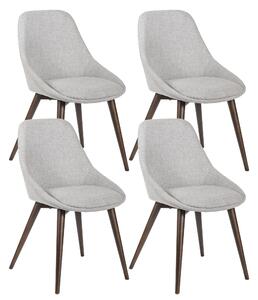 E-STYLO Sedia da pranzo Seduta e schienale rivestiti in tessuto grigio chiaro Gambe e struttura in massello di noce,58cm X 49cm H. 85cm,Rivestimento: grigio chiaro gambe: massello di noce