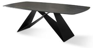 E-STYLO Tavolo Fisso Top in ceramica (5 mm) su vetro temperato (8 mm) Gambe in metallo verniciato,110cm X 220cm H. 76cm,Top: ceramica portoro gambe: nero