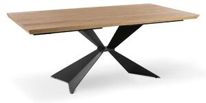 E-STYLO Tavolo Fisso Top impiallacciato Gambe in metallo verniciato,90cm X 160cm H. 76cm,Top: rovere naturale gambe: nero